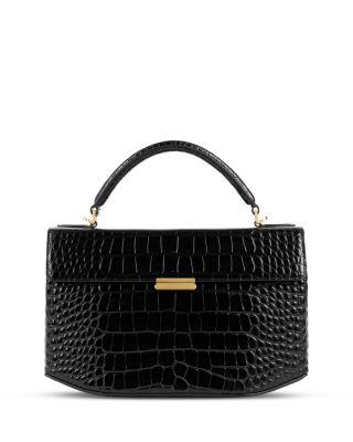 Black Croco Embossed Leather Box Bag by TOTEME