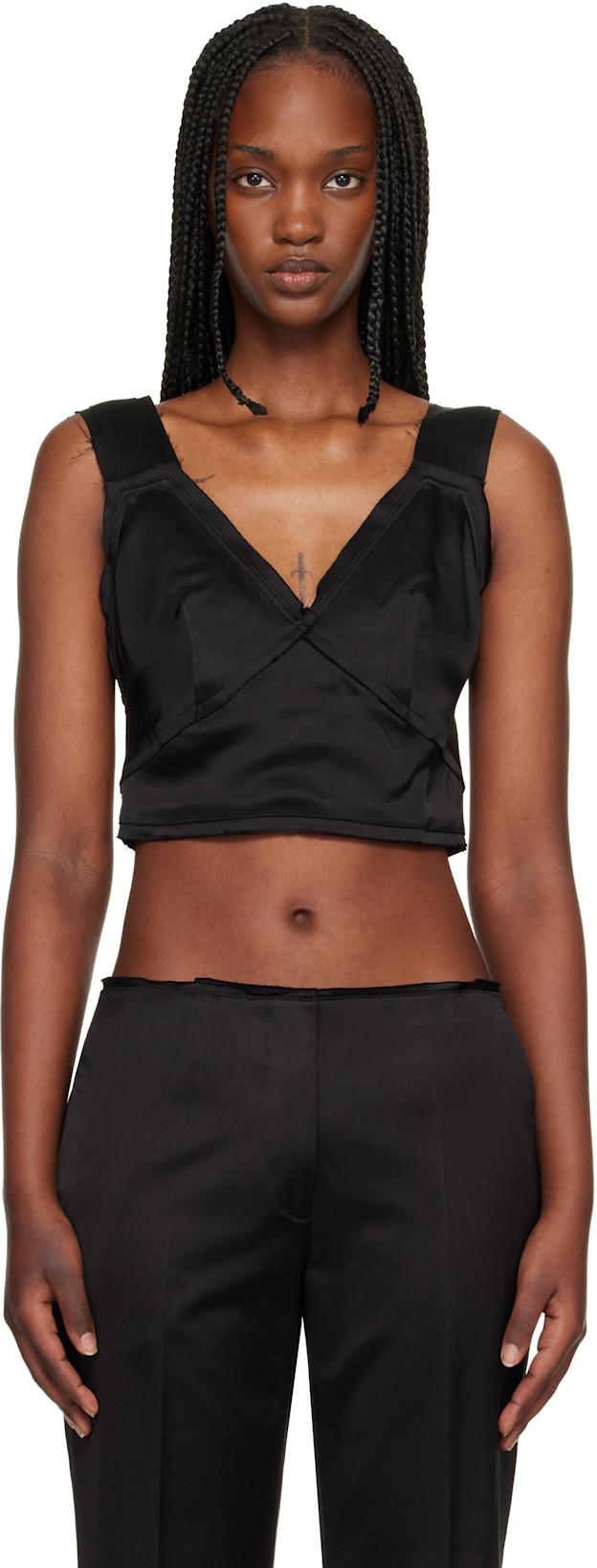 Black Cropped Satin Camisole by TOTEME