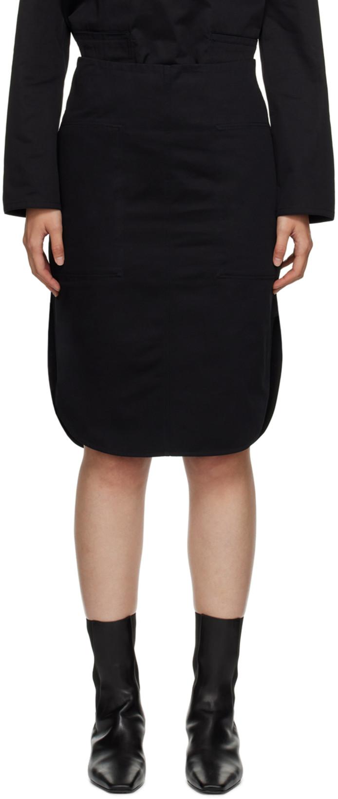 Black Curved Hem Midi Skirt by TOTEME