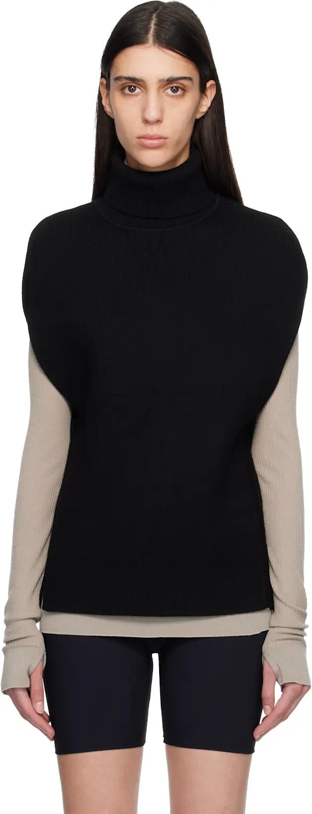 Black Double-Knit Cape Turtleneck by TOTEME