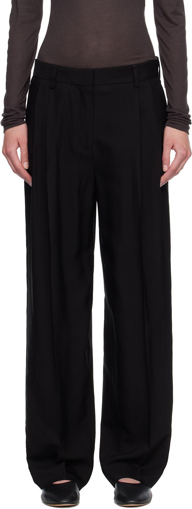 Black Double-Pleat Fluid Trousers by TOTEME