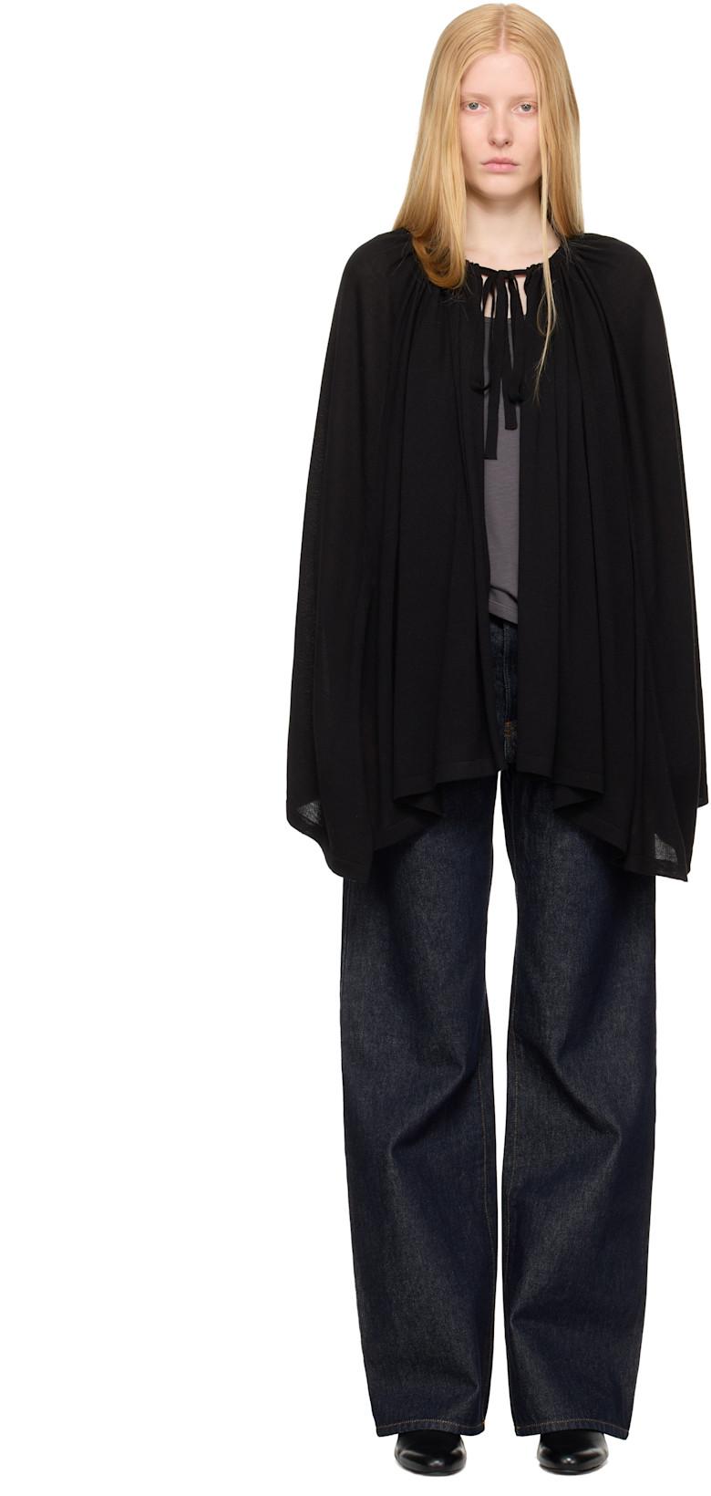 Black Drawstring Cape by TOTEME