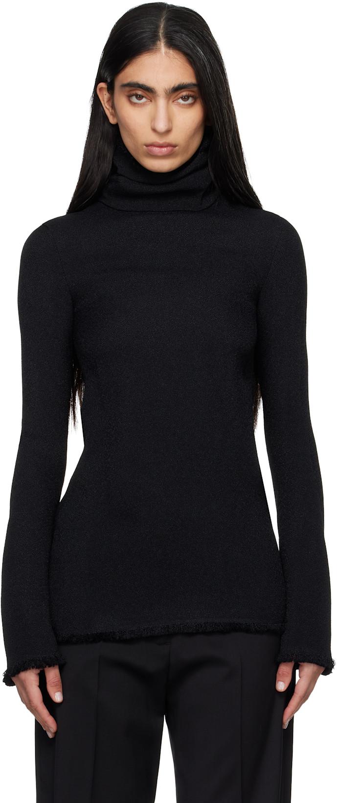 Black Frayed-Edge Slim Top by TOTEME