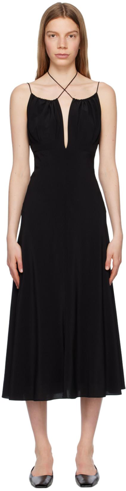 Black Gathered Maxi Dress by TOTEME