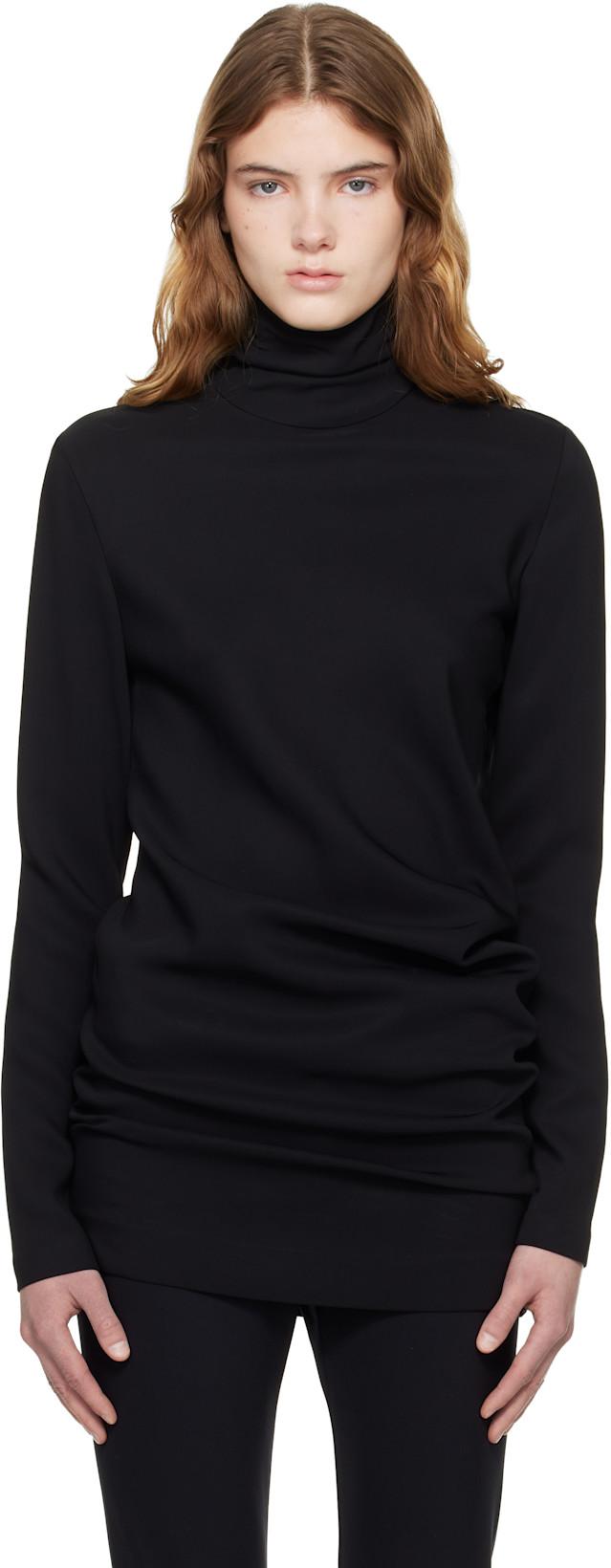 Black High-Neck Twist Blouse by TOTEME