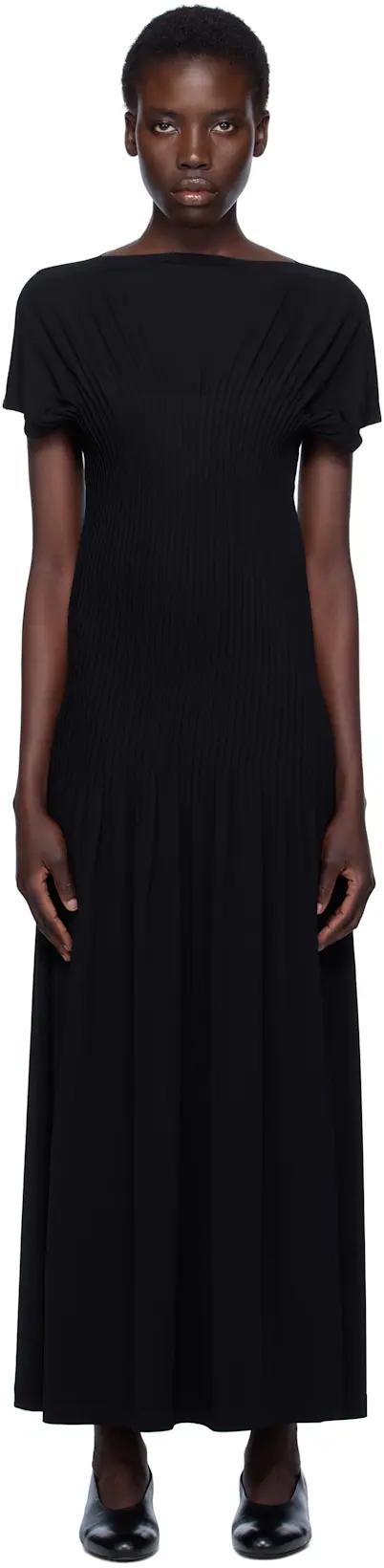 Black Knife-Pleated Jersey Maxi Dress by TOTEME