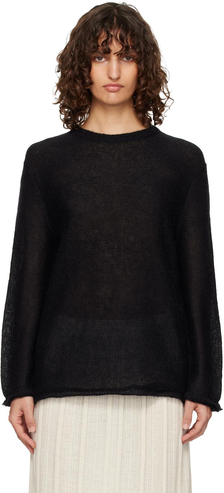 Black Long Open Weave Knit Sweater by TOTEME