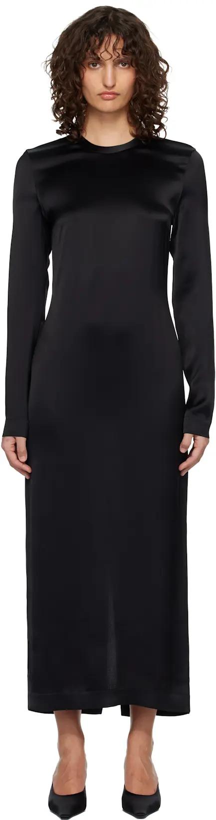 Black Long Satin Maxi Dress by TOTEME