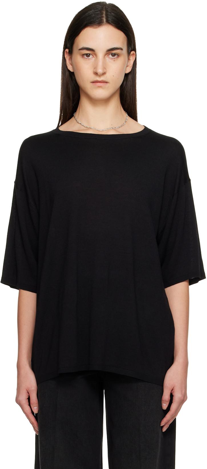 Black Longline Knit T-shirt by TOTEME