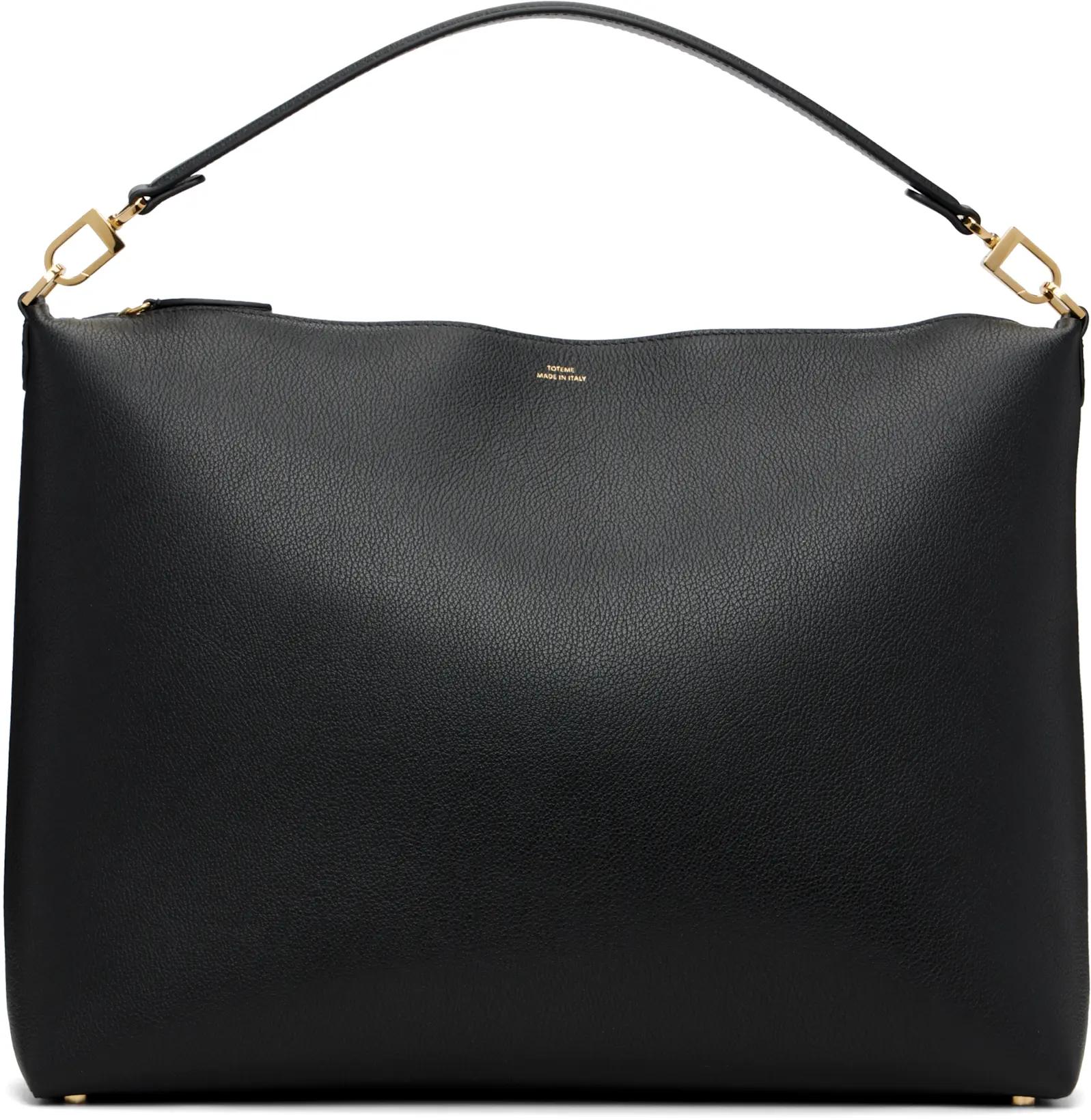 Black Medium Bevel Grained-Leather Bag by TOTEME