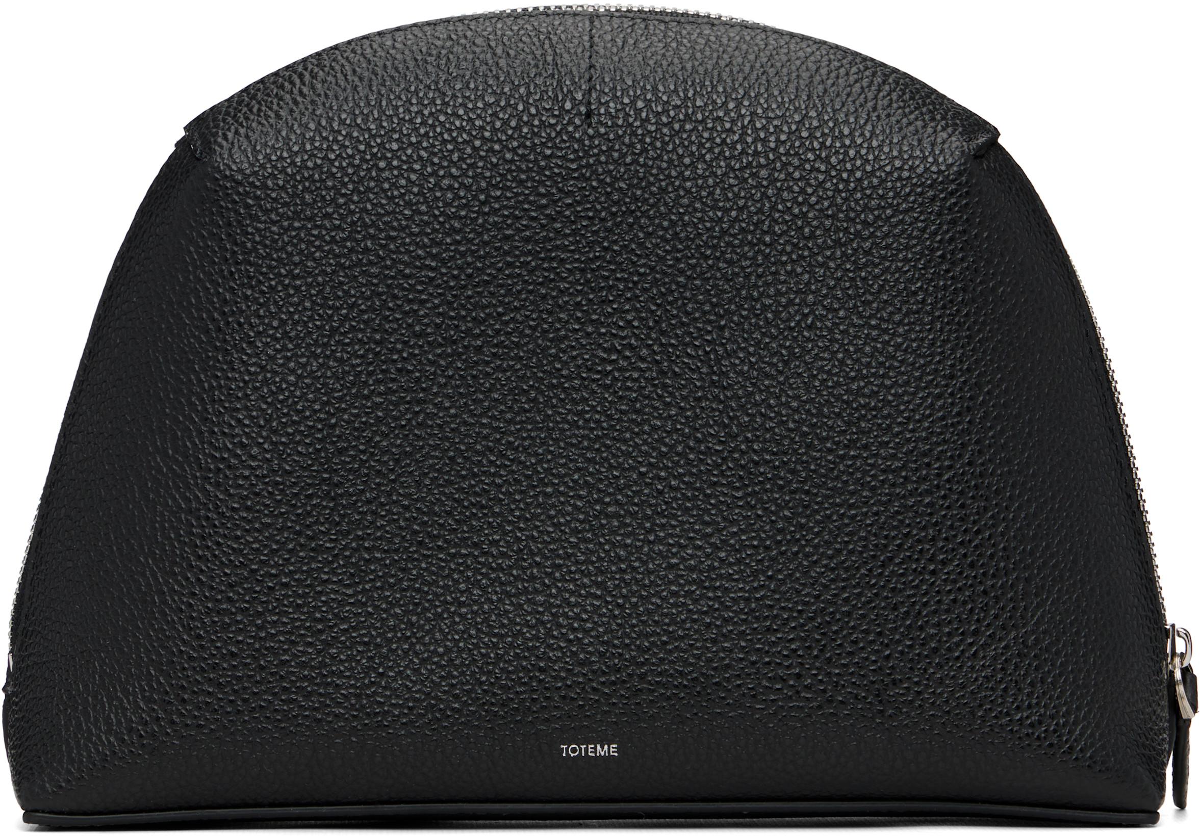 Black Medium Grained-Leather Day Clutch by TOTEME