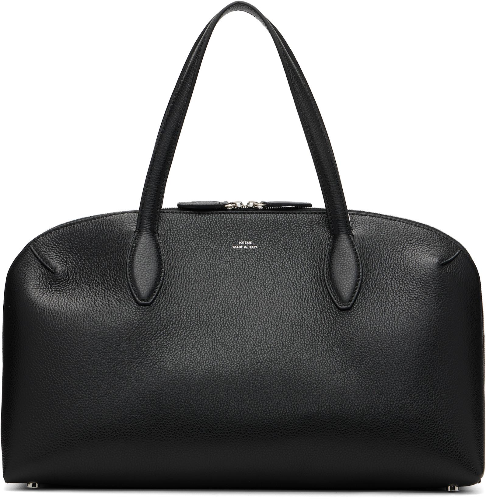 Black Medium Grained-Leather Day Tote by TOTEME