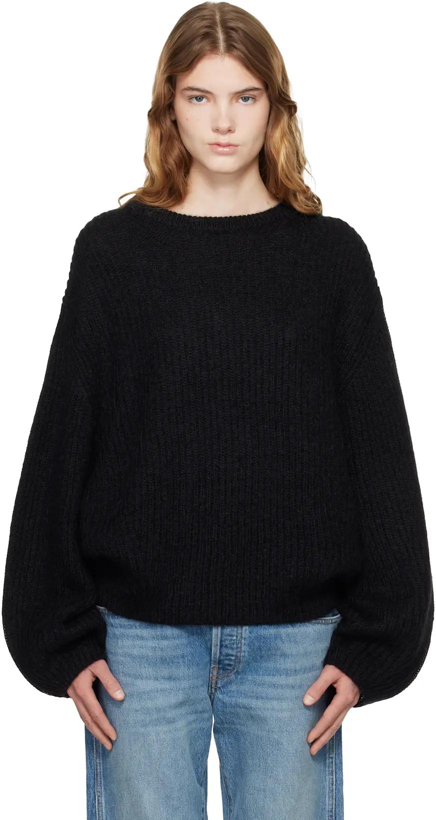 Black Mohair Blend Rib Knit Sweater by TOTEME