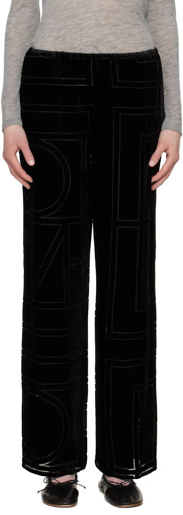 Black Monogram Devoré Lounge Pants by TOTEME