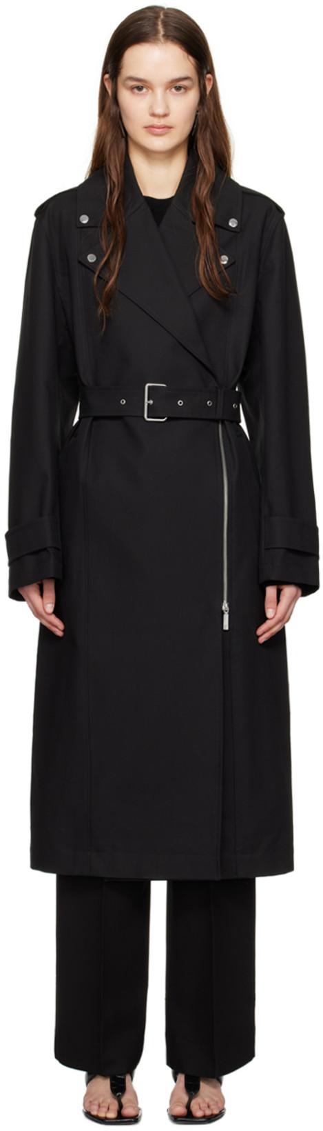 Black Notched Lapel Trench Coat by TOTEME