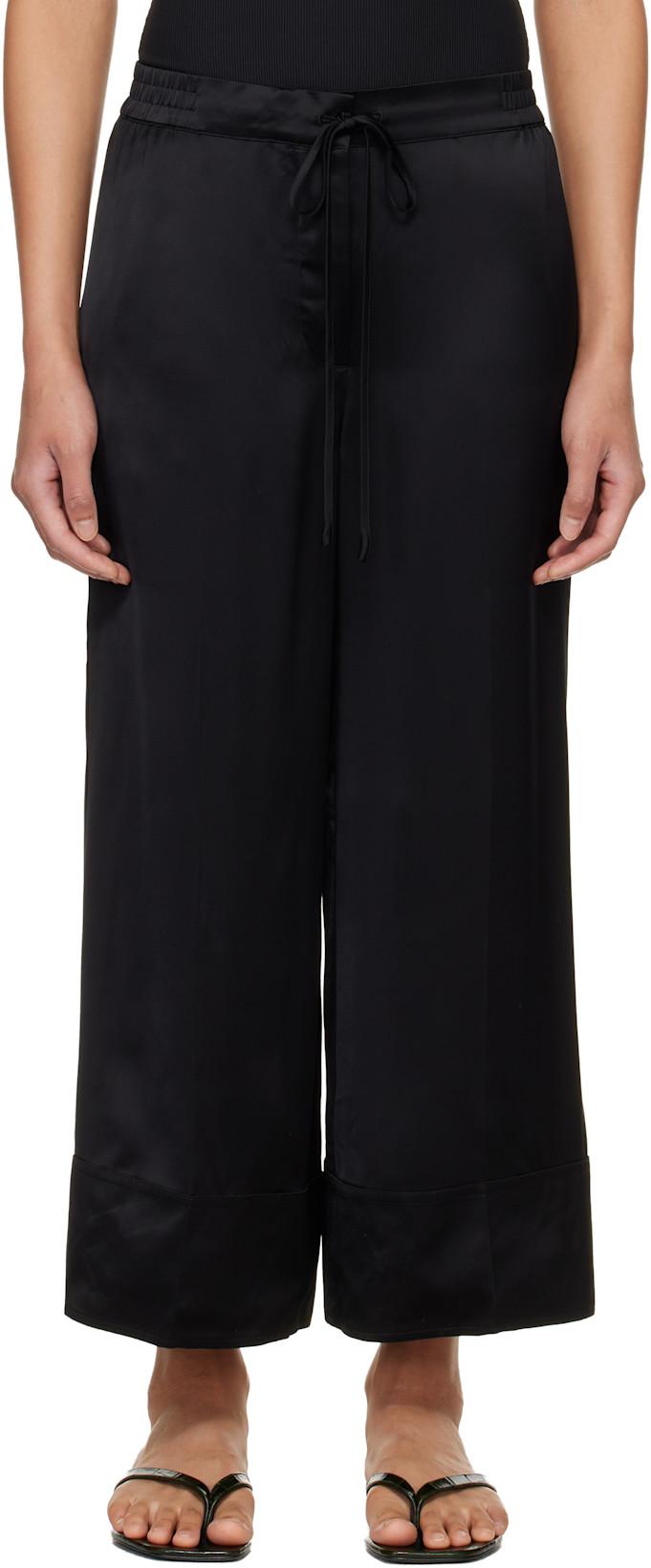 Black Satin Drawstring Trousers by TOTEME