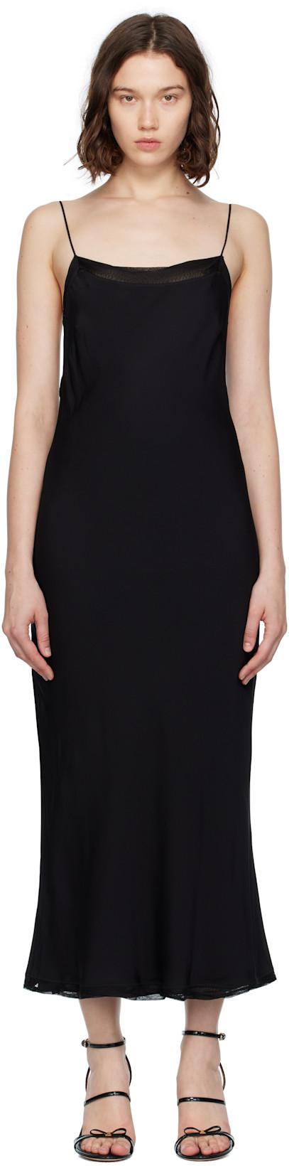 Black Satin Slip Midi Dress by TOTEME