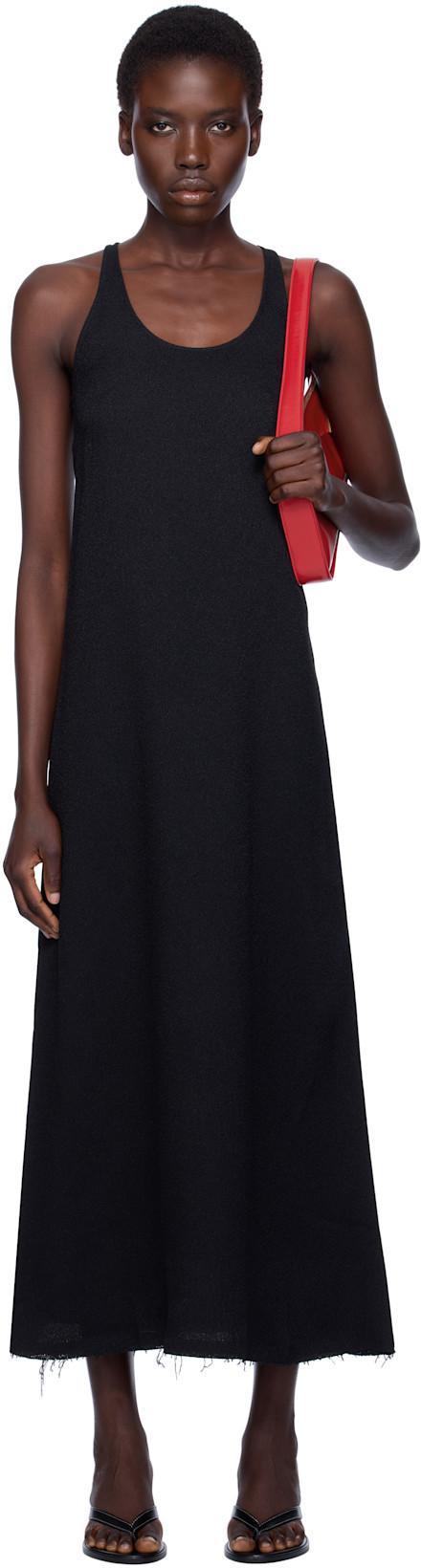 Black Scoop-Neck Sablé Midi Dress by TOTEME