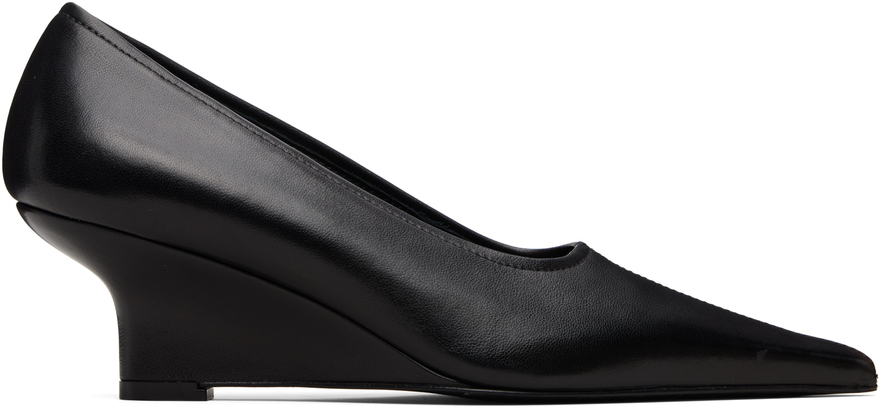 Black Sharp Nappa Wedge Heels by TOTEME