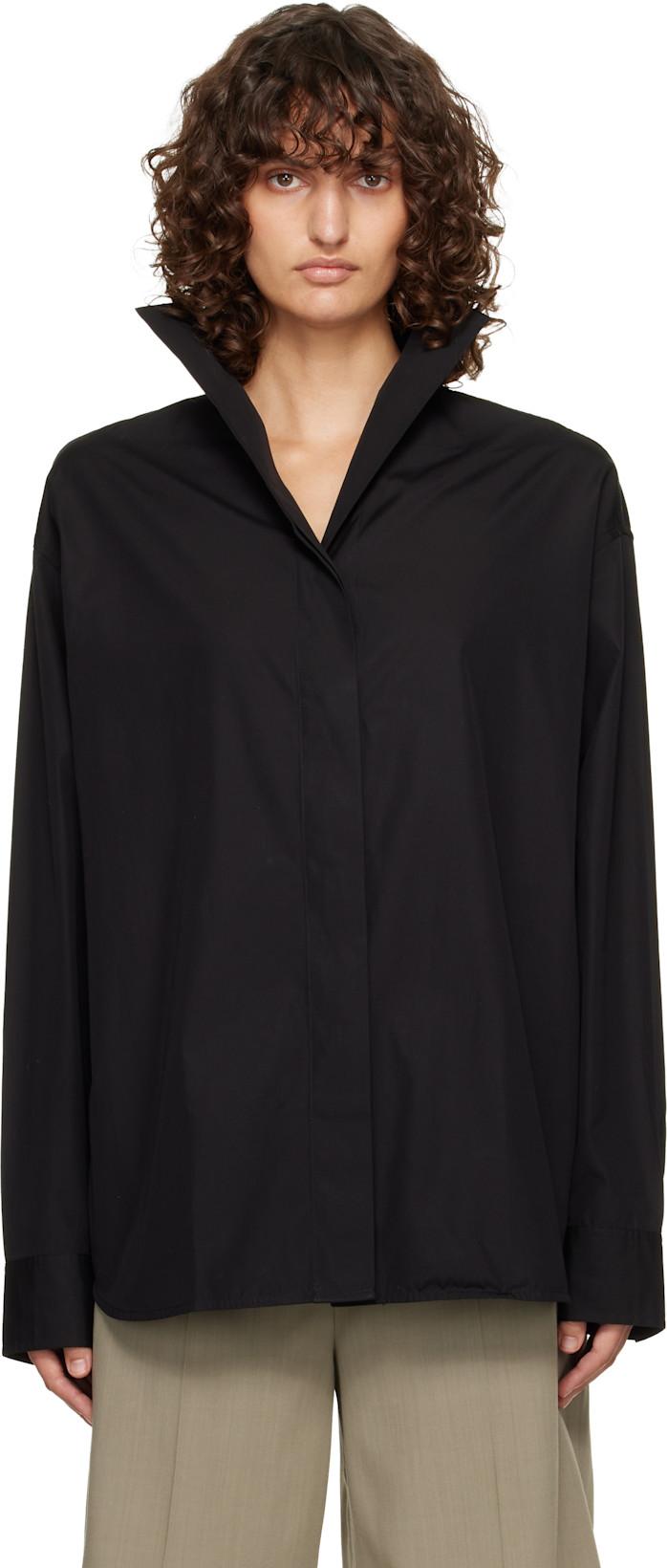Black Sharp Poplin Shirt by TOTEME