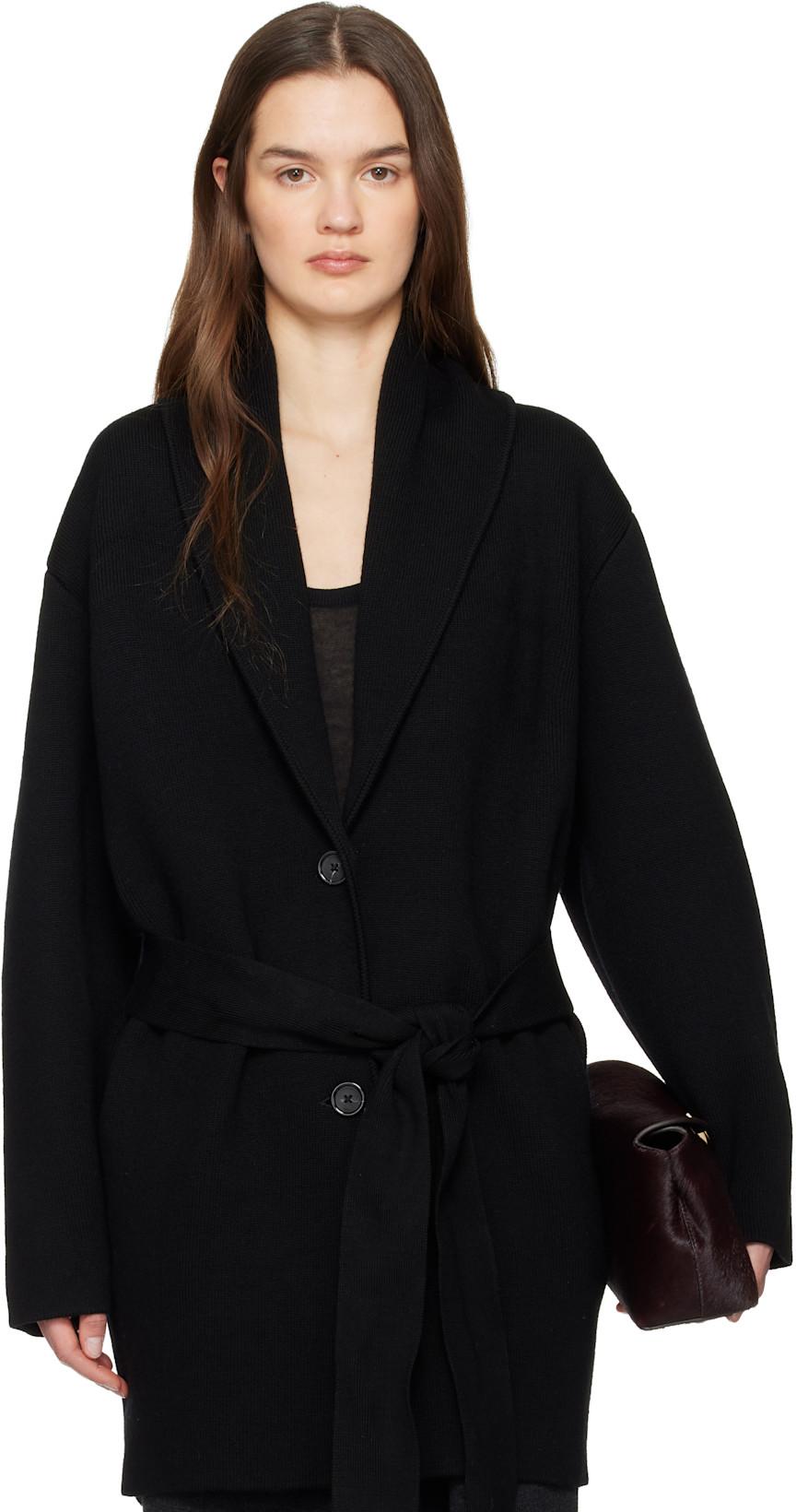 Black Shawl-Lapel Robe Cardigan by TOTEME