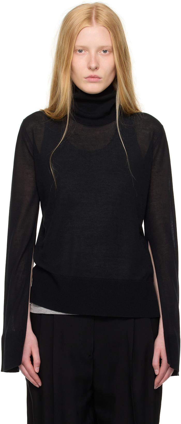 Black Slit Sleeve Turtleneck by TOTEME