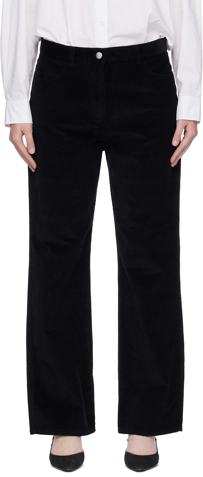 Black Straight Cord Trousers by TOTEME