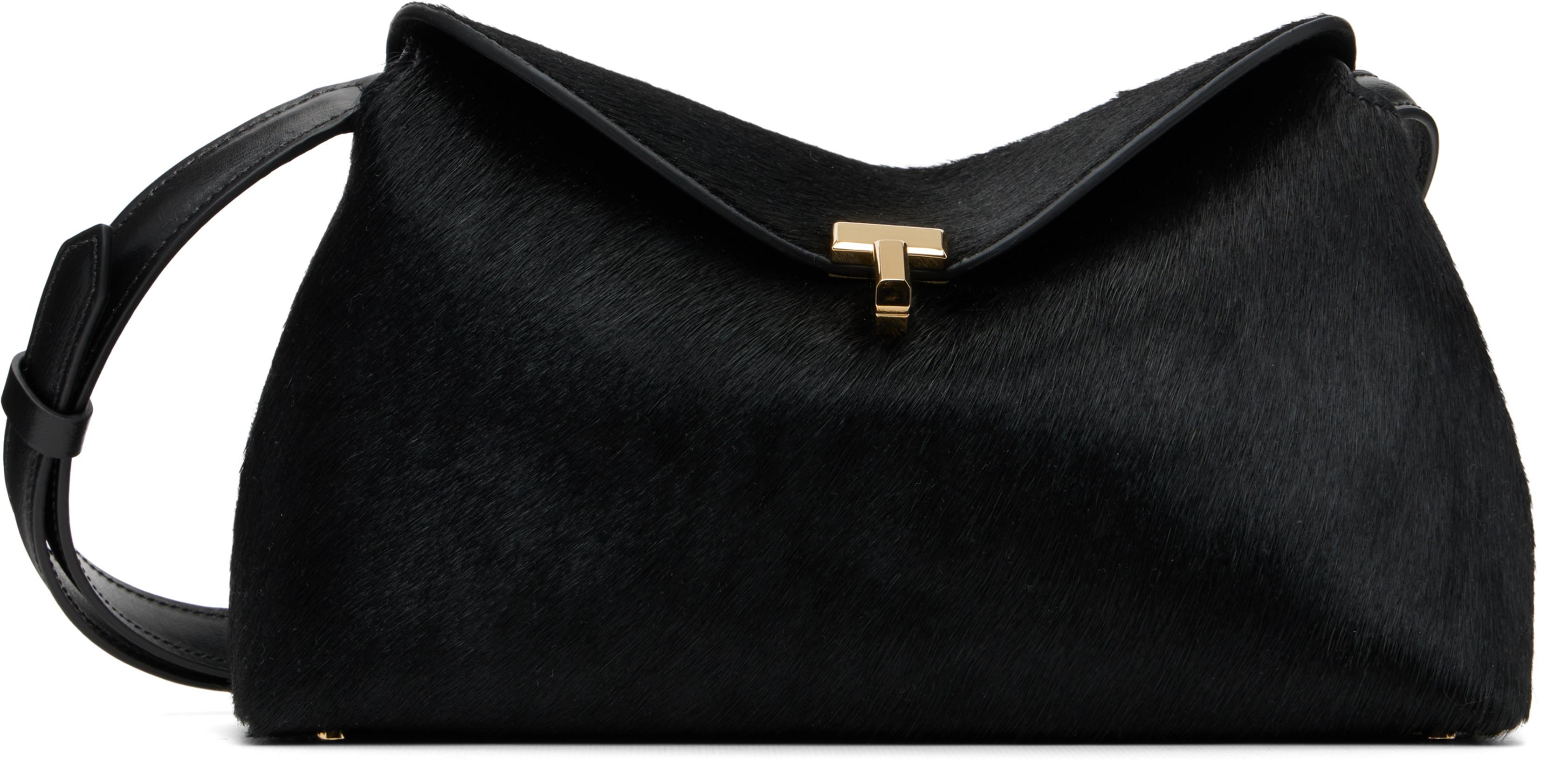 Black T-Lock Pony Hair Clutch by TOTEME