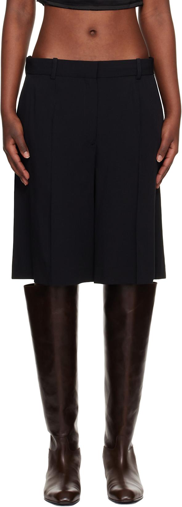 Black Wide Fluid Shorts by TOTEME