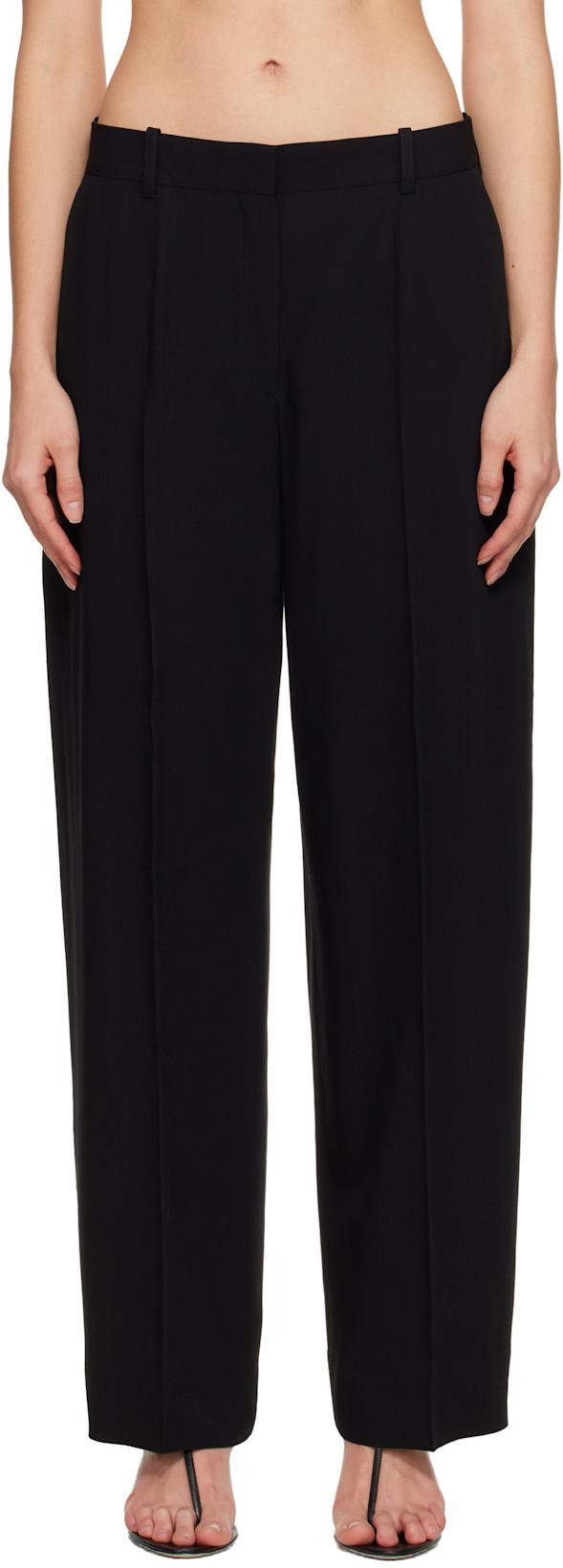 Black Wide Fluid Trousers by TOTEME