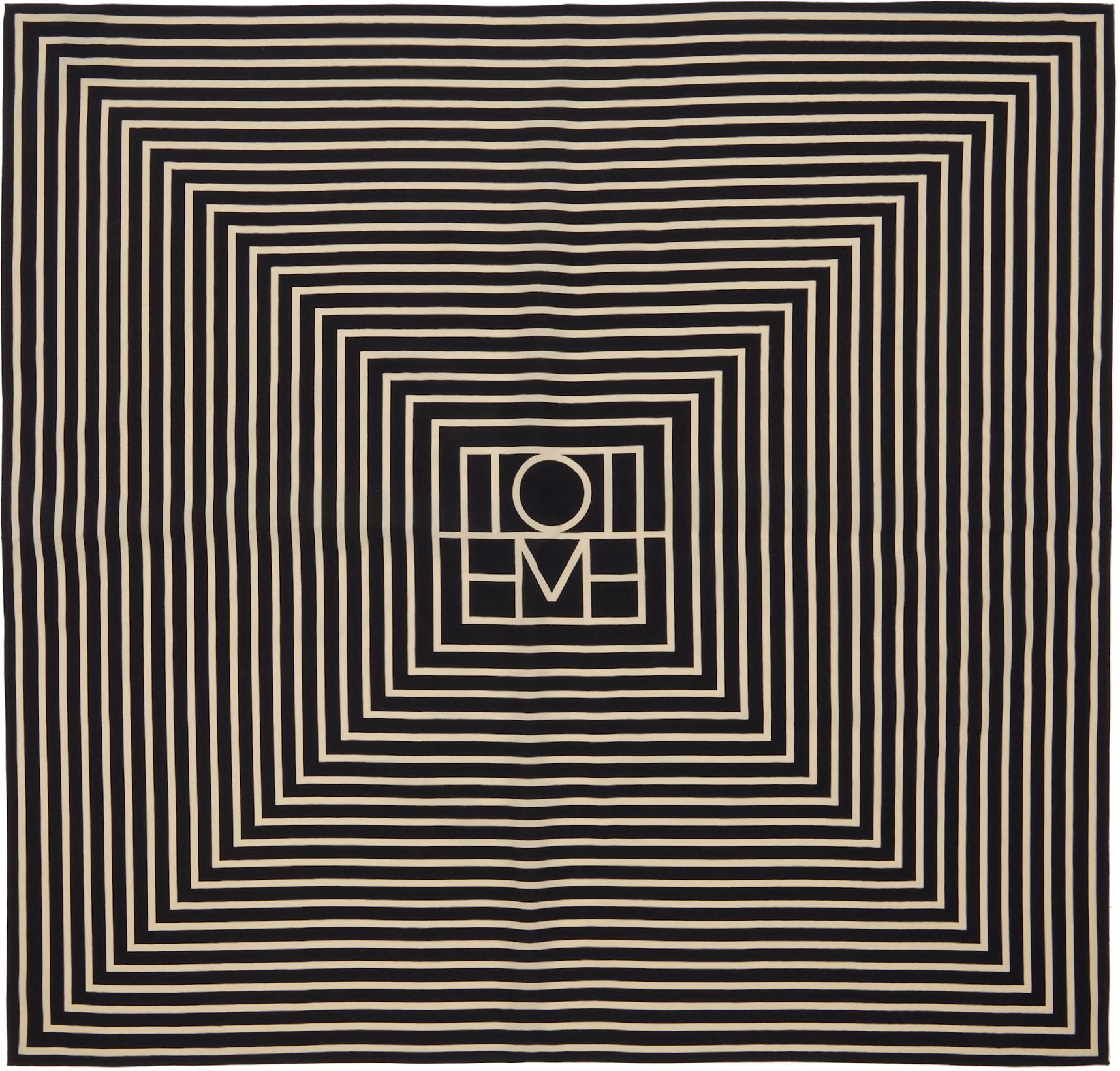Black & Off-White Signature Monogram Silk Scarf by TOTEME