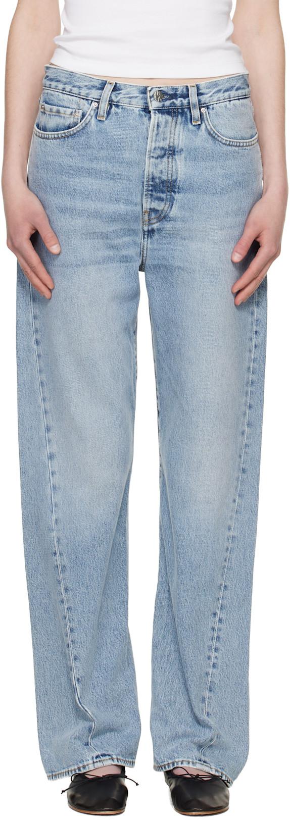 Blue Twisted Seam Full Length Jeans by TOTEME