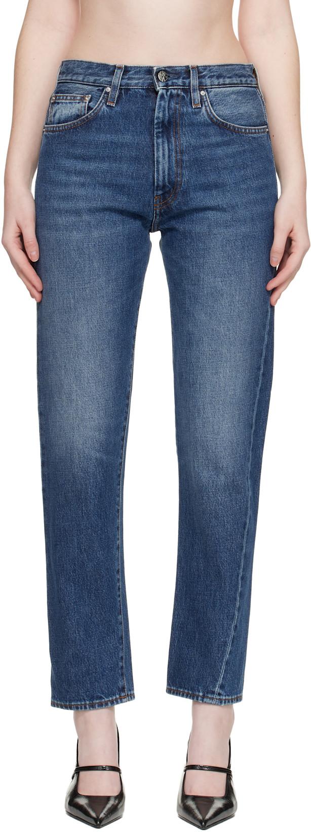 Blue Twisted Seam Jeans by TOTEME