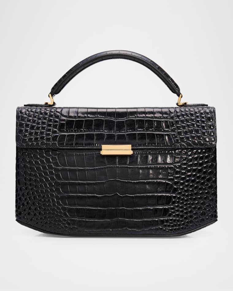 Box Croc-Embossed Leather Top-Handle Bag by TOTEME