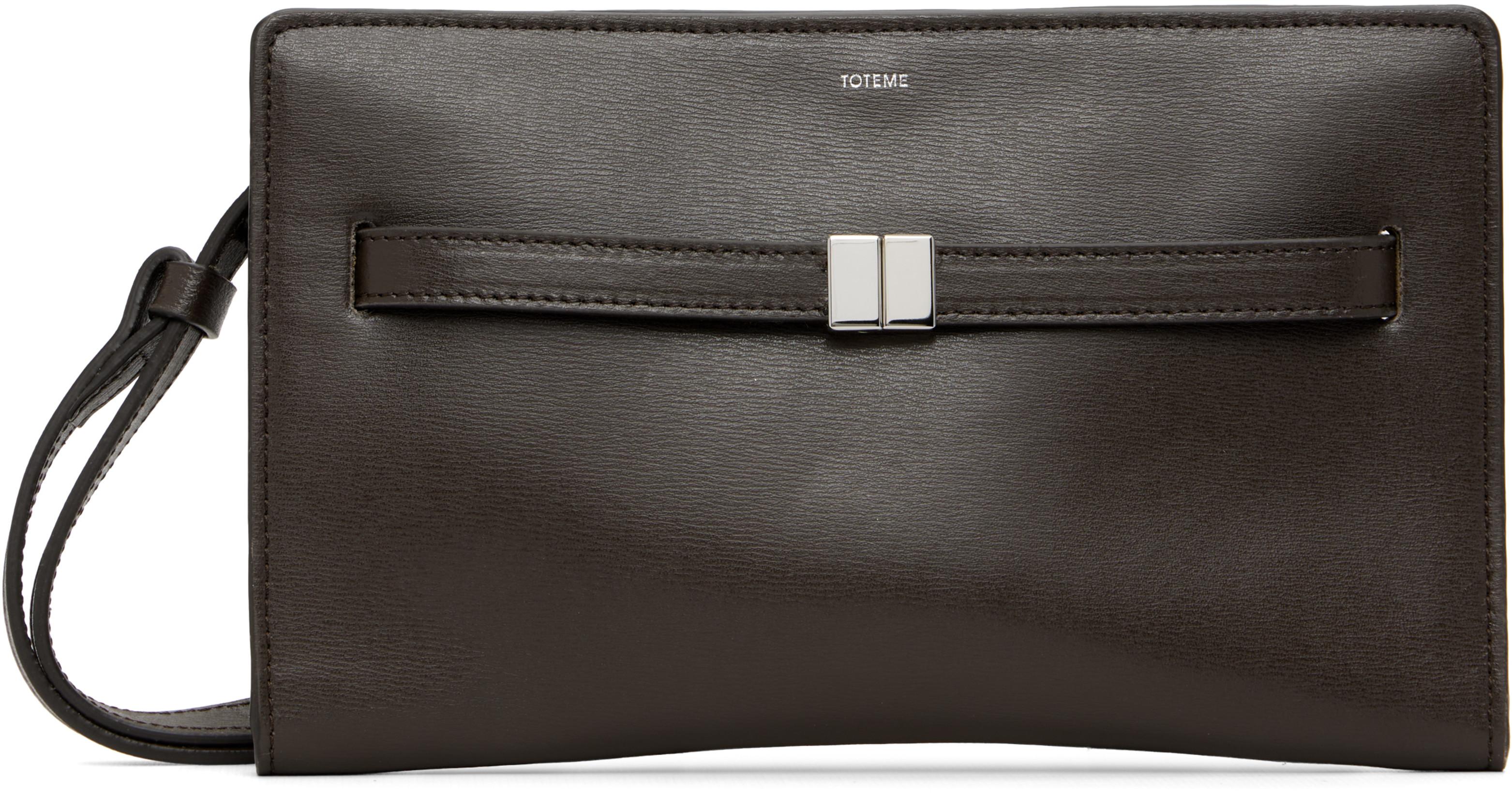 Brown Belted Leather Crossbody Bag by TOTEME