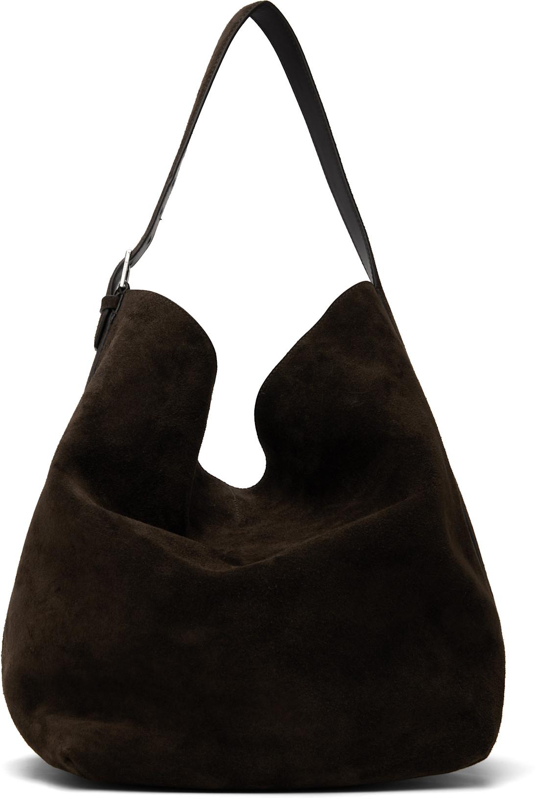Brown Belted Suede Tote by TOTEME
