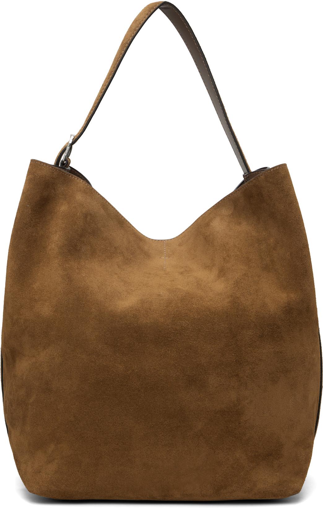 Brown Belted Suede Tote by TOTEME