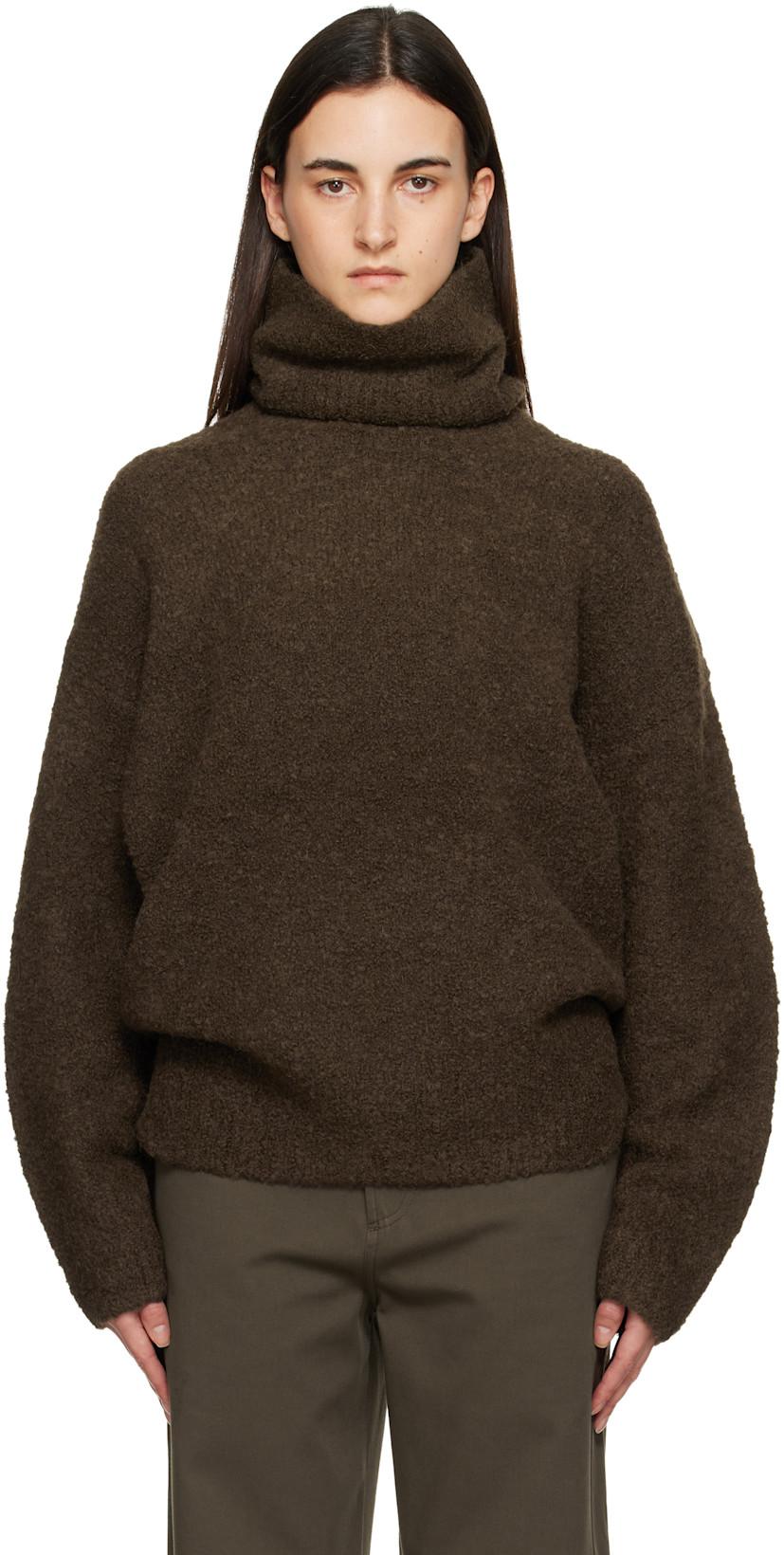 Brown Bouclé Turtleneck by TOTEME