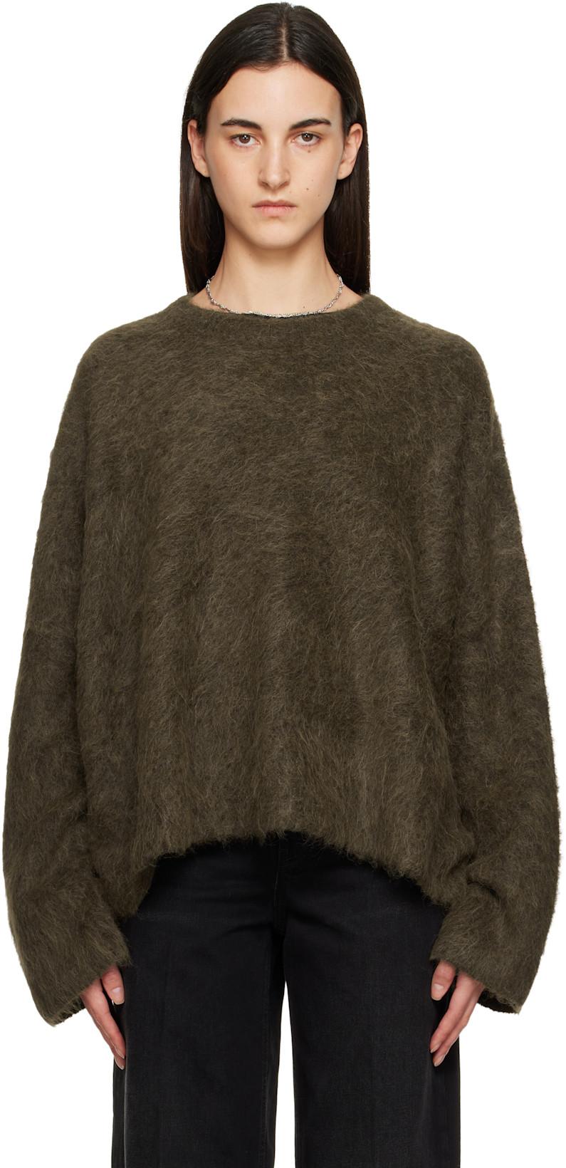 Brown Boxy Alpaca Knit Sweater by TOTEME