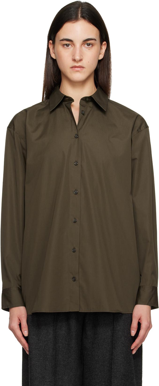 Brown Classic Poplin Shirt by TOTEME