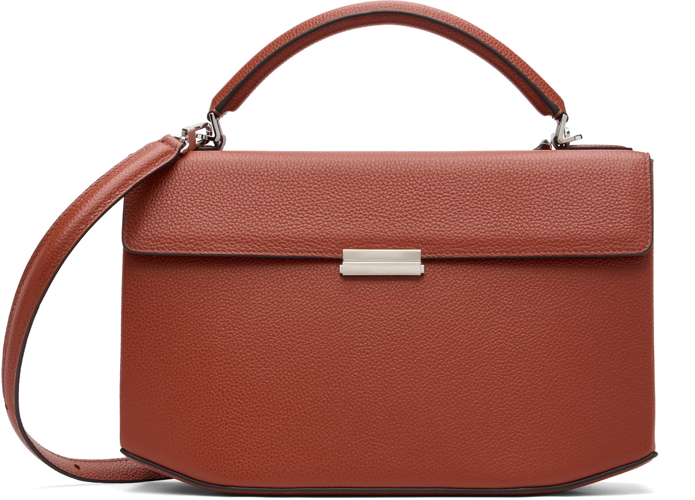 Brown Clip Grained-Leather Top Handle Bag by TOTEME Brown Clip Grained-Leather Top Handle Bag by TOTEME