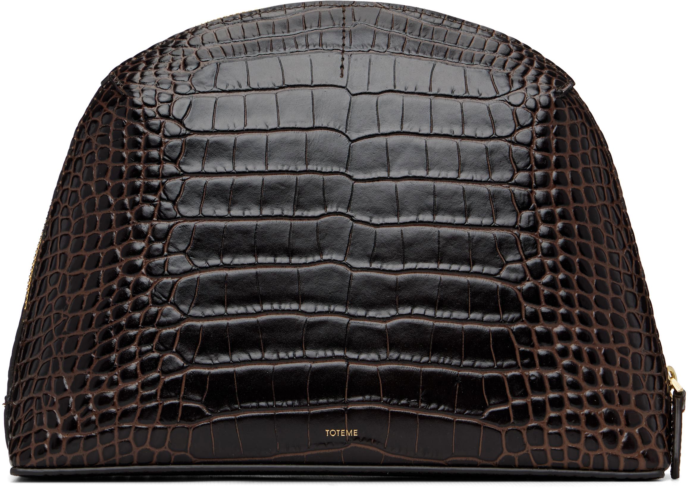Brown Medium Croco-Embossed Day Clutch by TOTEME
