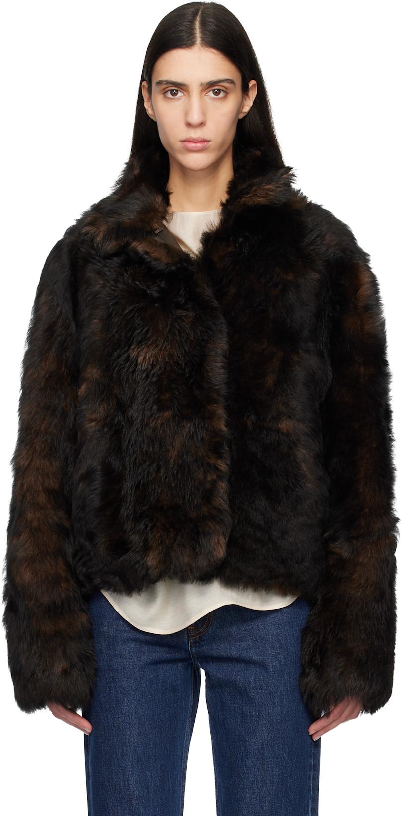 Brown Silky Shearling Jacket by TOTEME
