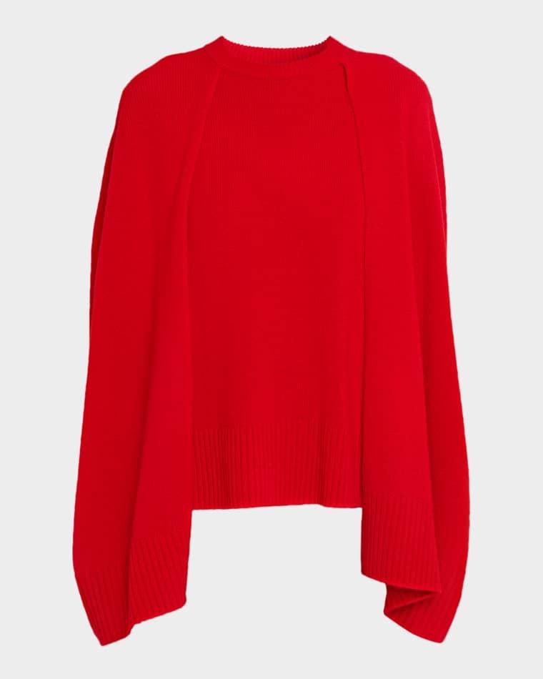 Cashmere Crewneck Cape Sweater by TOTEME