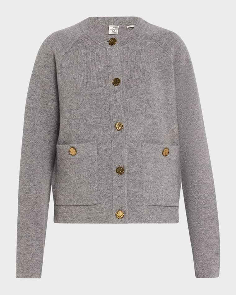 Cashmere-Wool Hammered Button Cardigan by TOTEME