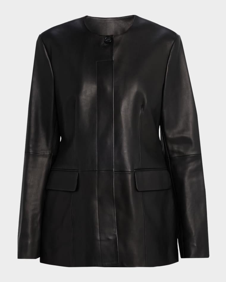 Collarless Leather Jacket by TOTEME