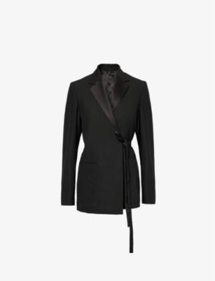 Contrast-lapel wrap-around regular-fit woven blazer by TOTEME