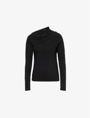 Cowl-Collar Long-Sleeves Stretch-Woven Top by TOTEME