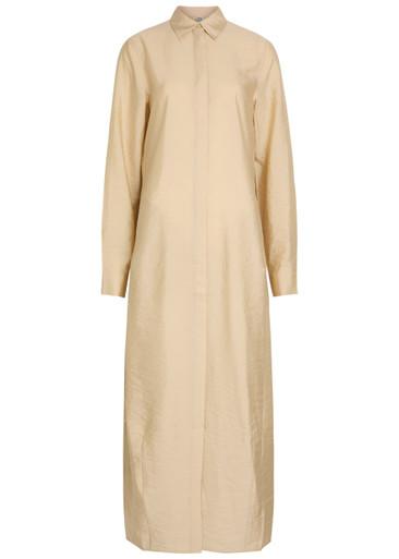 Crinkled silk-blend maxi shirt dress by TOTEME