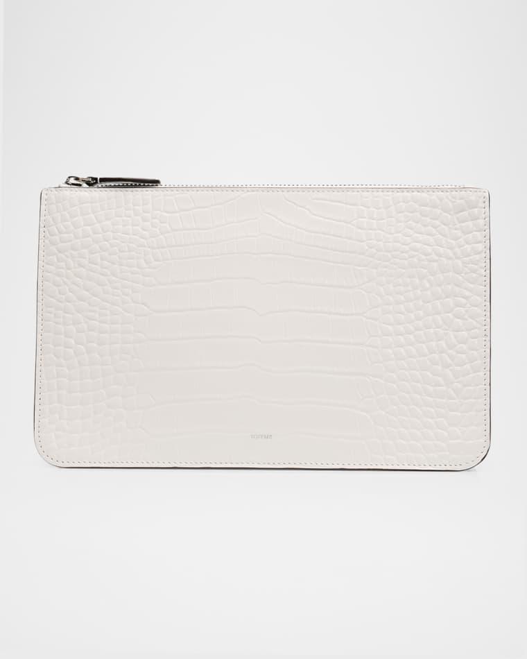 Croc-Embossed Leather Clutch Bag by TOTEME